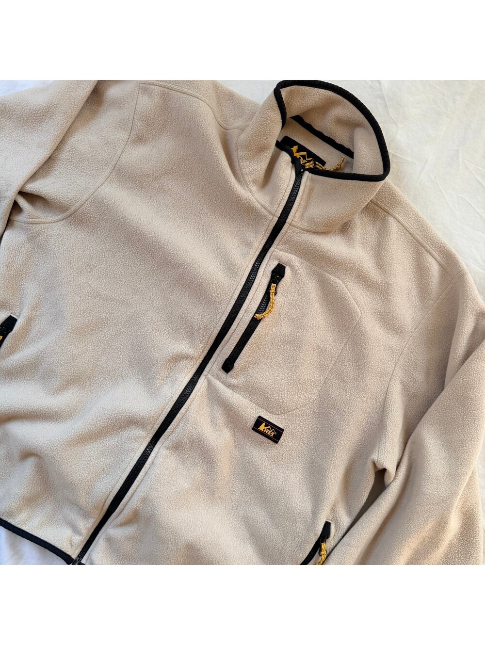 Vintage 90s REI Polartec Fleece Jacket Womens 1XL Beige Full Zip Gorpcore